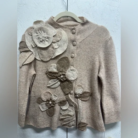 Anyhropologie Beige Floral Women's Cardigan - Picture 1 of 6